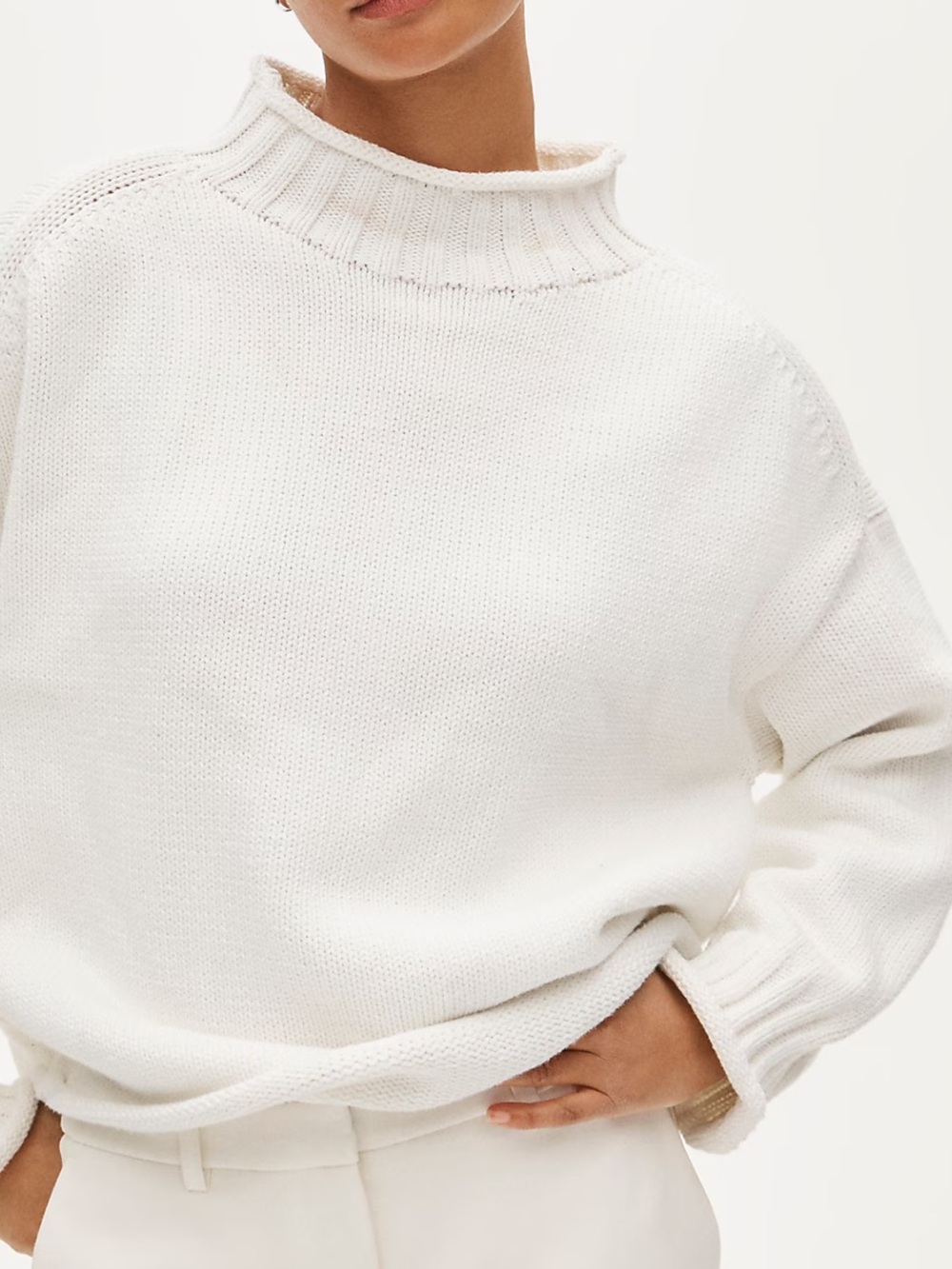 J crew white roll neck sweater.